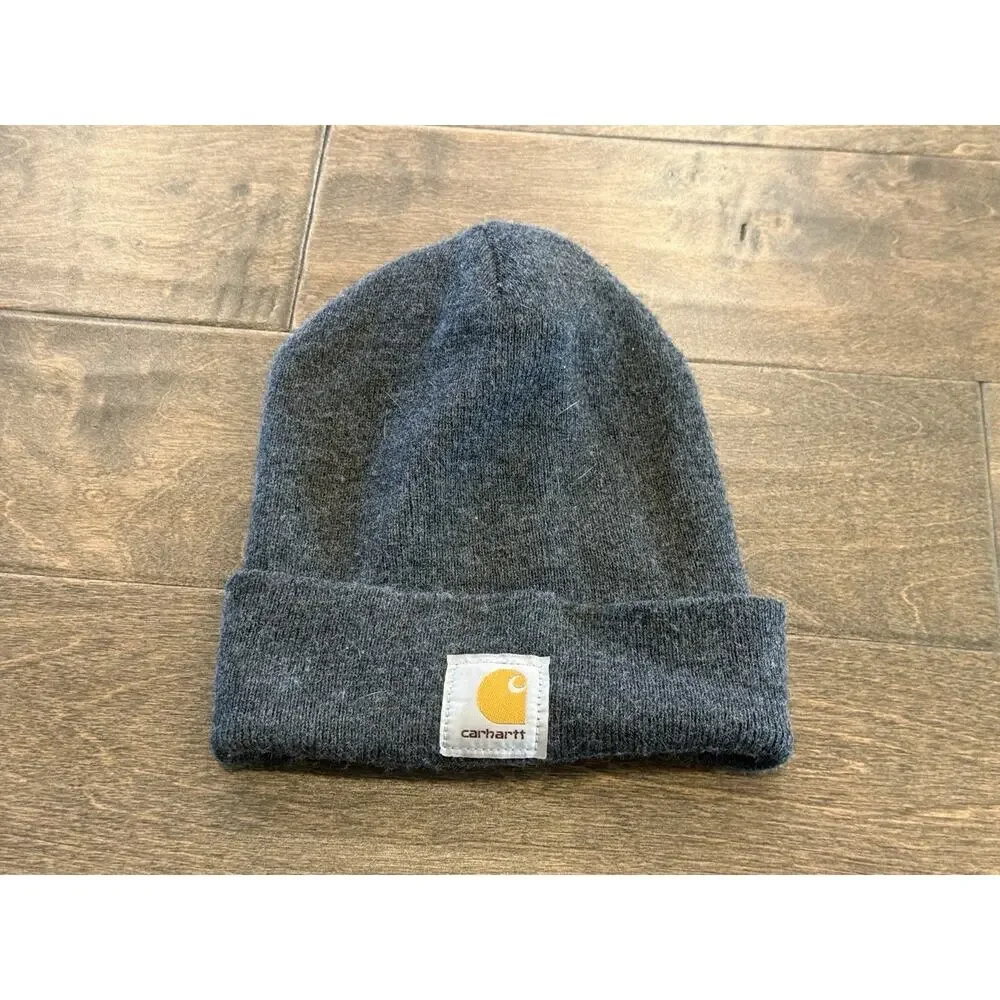 Carhartt Unisex Gray Beanie One Size Knit A18 Made In USA Workwear Cuffed